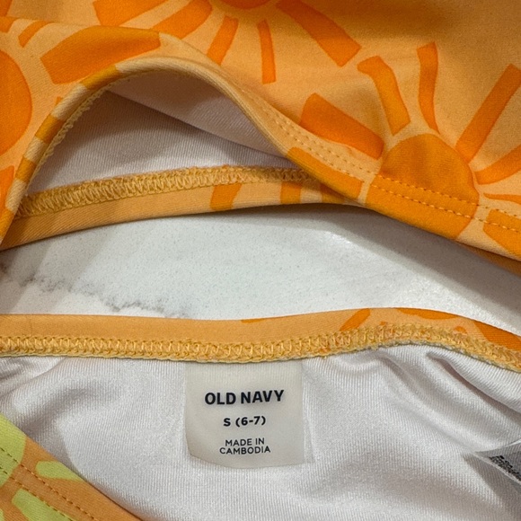 Old Navy Kids One Piece Swimwear - Orange and Yellow Sunburst - Picture 2 of 2